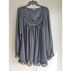 Bisou Bisou Women's Round Neck Long Sleeve Maternity Blouse Top Size 1X